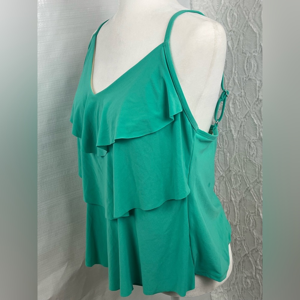 NWT Women's 50 Tiered Tankini Top - Aqua Green®, blue turquoise S M L XL… - Picture 2 of 6